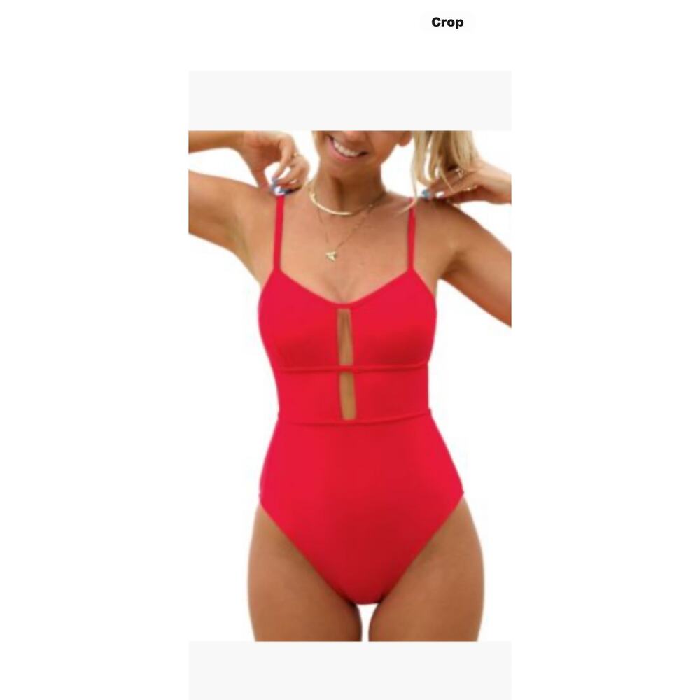 Cupshe Take Me to Tulum Binding Tie Back One Piece Swimsuit NWT M